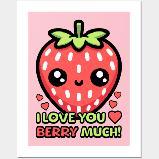I Love You Berry Much! Cute Strawberry Pun Posters and Art